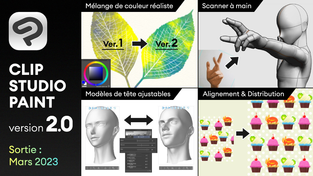 CLIP STUDIO PAINT version 2.0 sera disponible en mars 2023  - Équipée de nombreuses nouvelles fonctionnalités telles qu’une fonction 3D donnant plus de contrôle sur les visages et les mains -